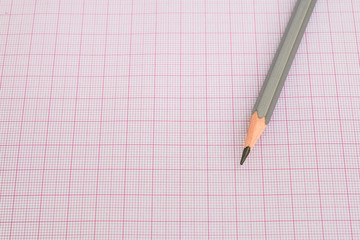 pencil on red graph paper (grids)