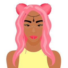 Vector illustration with hipster girl