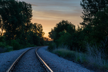 Fototapeta na wymiar Railroad Tracks Sunrise
