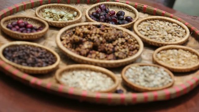 Kopi luwak or civet coffee beans, the coffee that includes part-digested coffee cherries eaten and defecated by the Asian palm civet. One of the most popular and expensive coffee product of vietnam