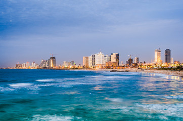 Tel Aviv, Israel coastal skyline.