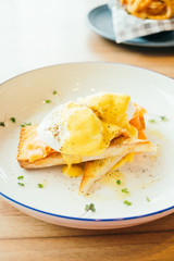 Eggs benedict with smoked salmon for breakfast