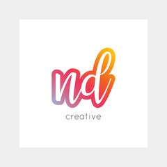 ND logo, vector. Useful as branding, app icon, alphabet combination, clip-art.