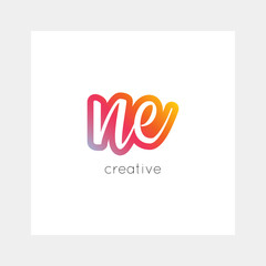 NE logo, vector. Useful as branding, app icon, alphabet combination, clip-art.