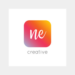 NE logo, vector. Useful as branding, app icon, alphabet combination, clip-art.