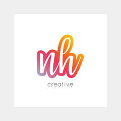 NH logo, vector. Useful as branding, app icon, alphabet combination, clip-art.