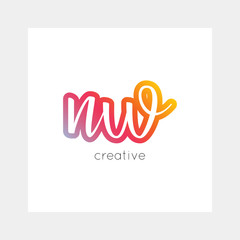 NW logo, vector. Useful as branding, app icon, alphabet combination, clip-art.
