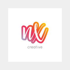 NX logo, vector. Useful as branding, app icon, alphabet combination, clip-art.