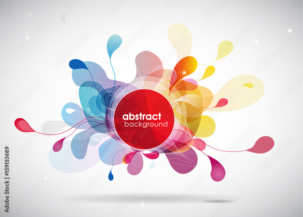 Wall mural abstract colored background with different shapes.
