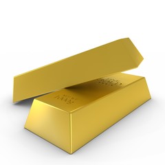 Gold Bars on White Background 3D Illustration