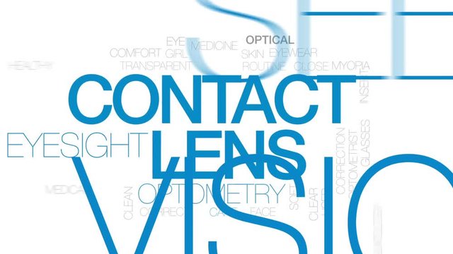Contact lens animated word cloud, text design animation. Kinetic typography.