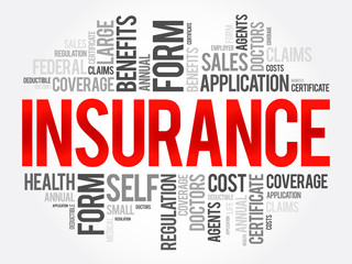 Insurance word cloud collage, healthcare concept background