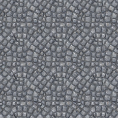 Seamless maze pattern of granite setts and cobblestones, cement seen deep between pavers. Based on 3d render.