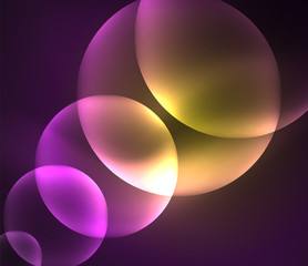 Glowing shiny overlapping circles composition on dark background