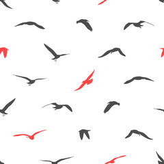 Fototapeta premium Silhouette of birds seamless background.