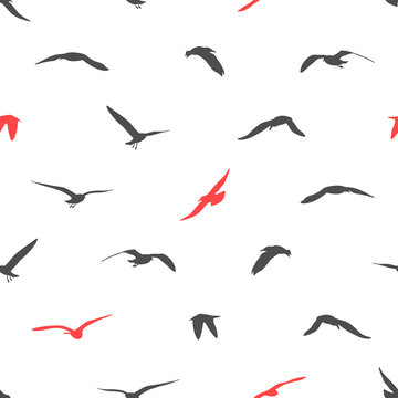 Silhouette of birds seamless background.