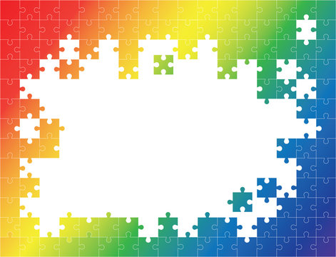 Vector Abstract colorful background made from white puzzle pieces and place for your content.