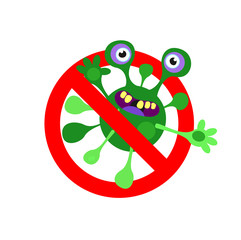 Sign is prohibited. Harmful bacteria and viruses. Vector illustration. Isolated on a white background.