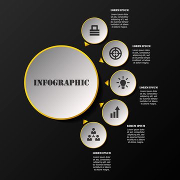 Vector infographic template with paper label, integrated circles. Business concept with options. For content, diagram, flowchart, steps, parts, timeline infographics, workflow layout, chart