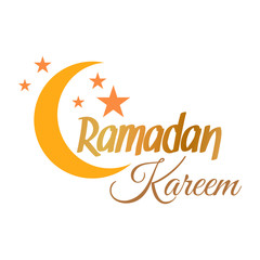 Fototapeta na wymiar Ramadan Kareem greeting card. Islamic golden crescent moon and stars. Illustration for muslim holy month Ramadan. Vector