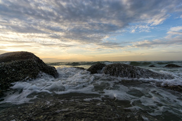 Sunrise, dawn on the beach of beauty