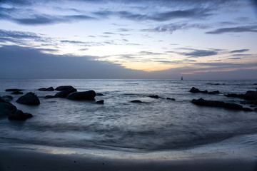 Fototapeta na wymiar Sunrise, dawn on the beach of beauty