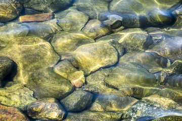 Water surface and stones. Abstract nature background.