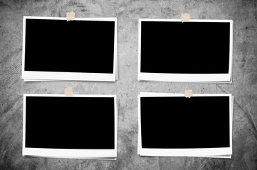 Set of photo frame with tape, on concrete texture