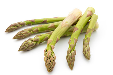 Eco asparagus on white background. Fresh vegetables.