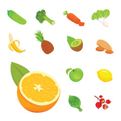 Health food isolated flat illustrations