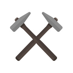 Two hammers crossed with each other Vector illustration.