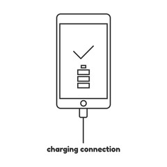 Smartphone and charging connection. Vector illustration