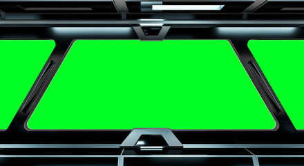 Spaceship black corridor 3D rendering © sdecoret