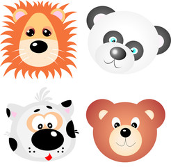 Animal Faces Clip Art Vector Design