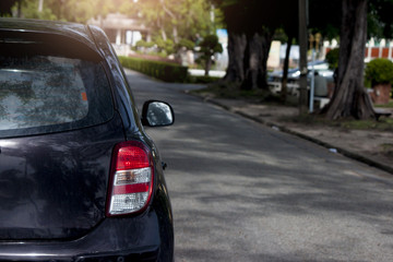 Naklejka premium Car stop on the road in park garden and travel.