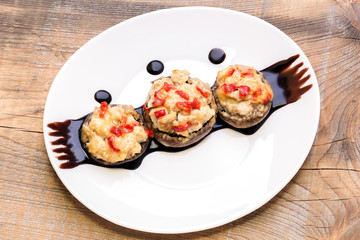 Stuffed mushrooms in soy sauce