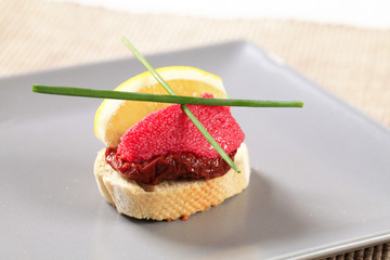 Red caviar canape