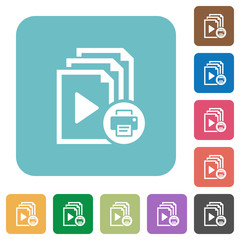 Print playlist rounded square flat icons
