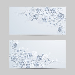 Set of horizontal banners with flowers