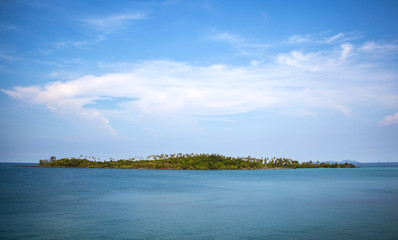 Small island in the middle of the sea in the morning