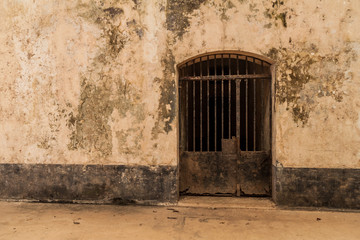 Fototapeta na wymiar Interior of a former prison at Ile Royale, one of the islands of Iles du Salut (Islands of Salvation) in French Guiana.