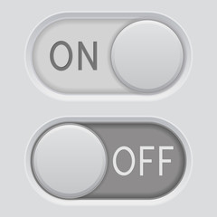 On and Off switch buttons. Oval interface elements