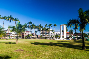 CAYENNE, FRENCH GUIANA - AUGUST 3, 2015: Place des Palmistes square in Cayenne, capital of French...