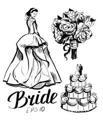 Vector sketch of the bride