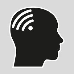 Head of a man wi fi on a gray background
