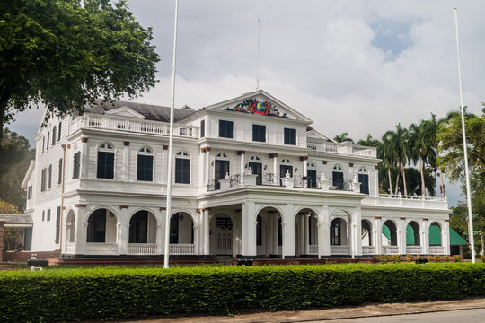 PARAMARIBO, SURINAME - AUGUST 5, 2015: Presidential palace in Paramaribo, capital of Suriname.