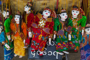 Puppets, souvenir shop, Bagan, Myanmar