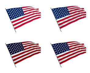 Vector illustration of USA waving flag with different 3d effects
