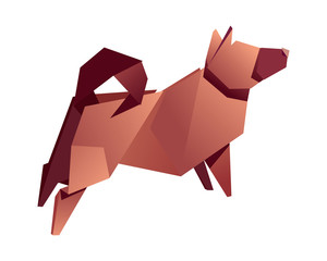 paper dog on a white background. symbol 2018. vector illustration