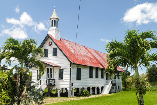 Wooden church in Nieuw Amsterdam village in Suriname